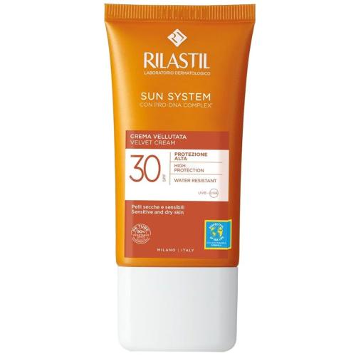 Rilastil Sun System Velvet Face Cream Spf30, Αντηλιακή, Ενυδατική Κρέμα Προσώπου Υψηλής Προστασίας 50ml